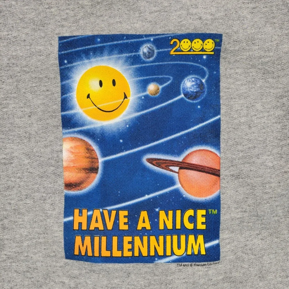 Smiley Sweatshirt‎ Kids 18M Gray Vintage Have a Nice Millennium Space Graphic